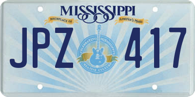 MS license plate JPZ417