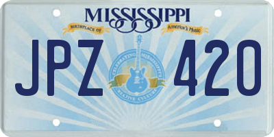 MS license plate JPZ420