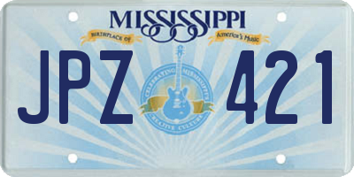 MS license plate JPZ421