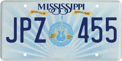 MS license plate JPZ455