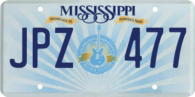 MS license plate JPZ477