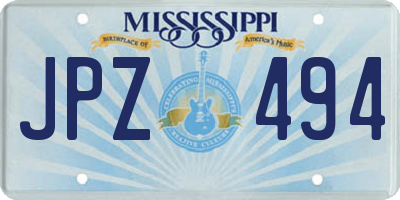 MS license plate JPZ494
