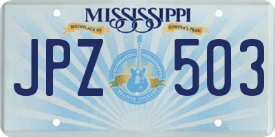 MS license plate JPZ503