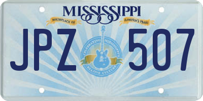 MS license plate JPZ507