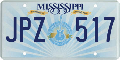 MS license plate JPZ517