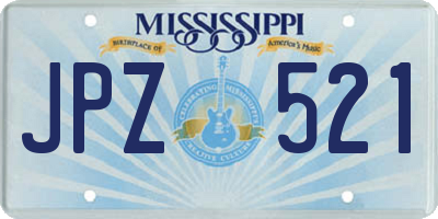 MS license plate JPZ521