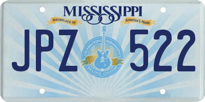 MS license plate JPZ522