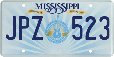 MS license plate JPZ523