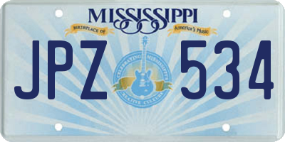 MS license plate JPZ534
