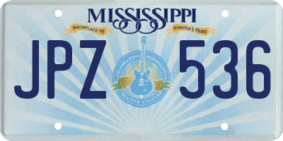 MS license plate JPZ536