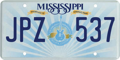 MS license plate JPZ537