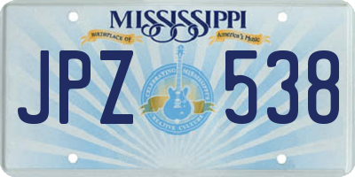 MS license plate JPZ538