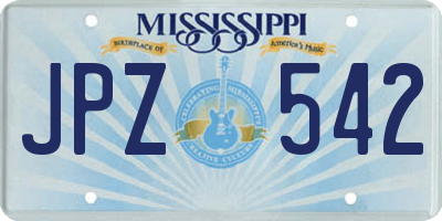 MS license plate JPZ542