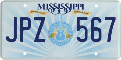 MS license plate JPZ567