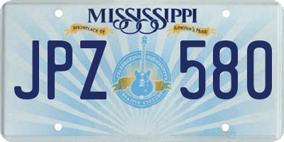 MS license plate JPZ580