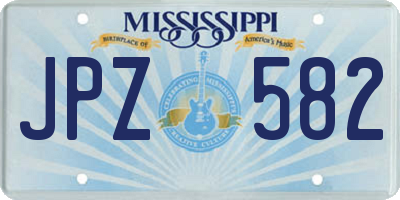 MS license plate JPZ582