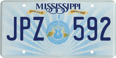 MS license plate JPZ592