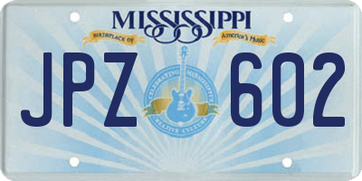 MS license plate JPZ602
