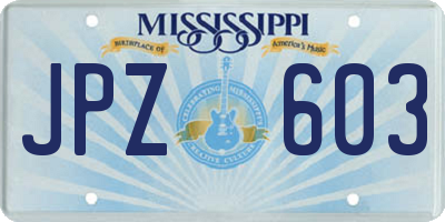 MS license plate JPZ603