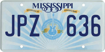 MS license plate JPZ636