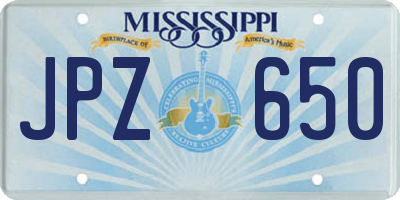 MS license plate JPZ650