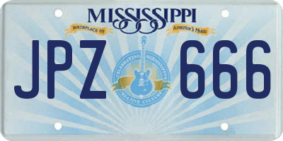 MS license plate JPZ666