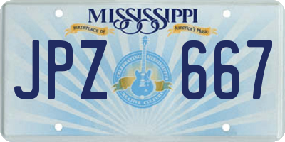 MS license plate JPZ667