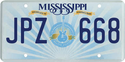 MS license plate JPZ668