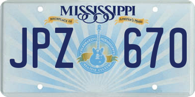 MS license plate JPZ670