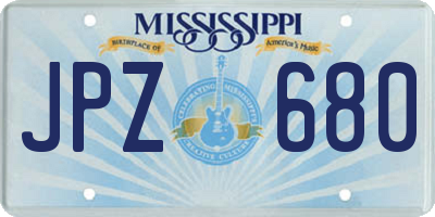 MS license plate JPZ680