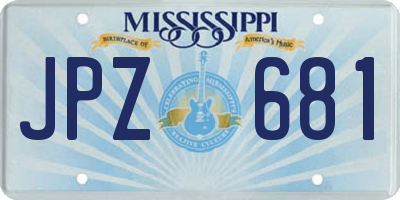 MS license plate JPZ681