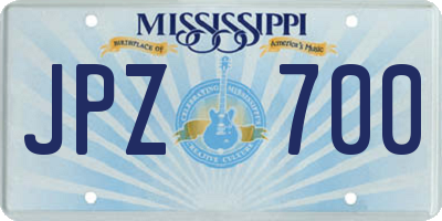 MS license plate JPZ700