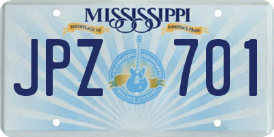 MS license plate JPZ701