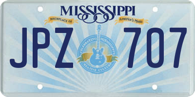 MS license plate JPZ707