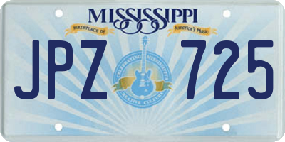MS license plate JPZ725