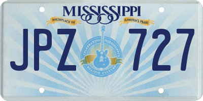 MS license plate JPZ727