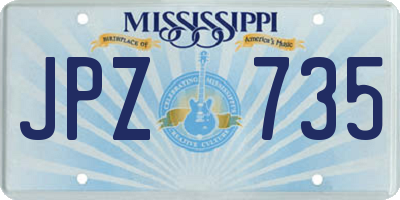 MS license plate JPZ735