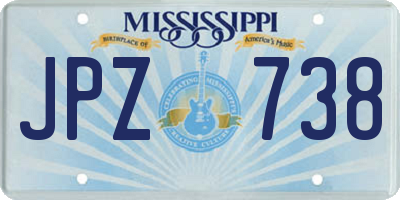 MS license plate JPZ738