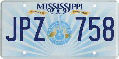 MS license plate JPZ758