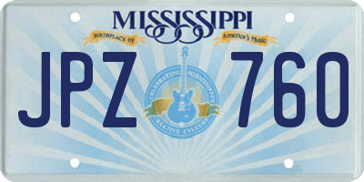MS license plate JPZ760