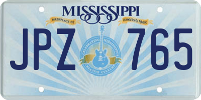 MS license plate JPZ765