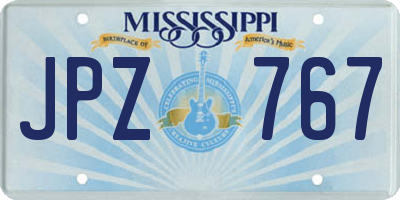 MS license plate JPZ767