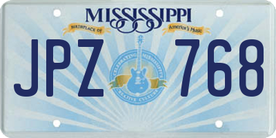 MS license plate JPZ768