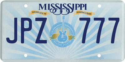MS license plate JPZ777
