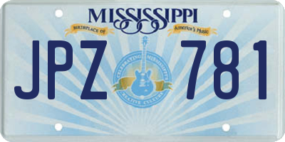 MS license plate JPZ781