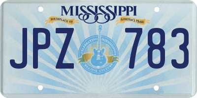 MS license plate JPZ783