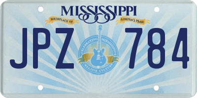 MS license plate JPZ784