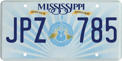 MS license plate JPZ785