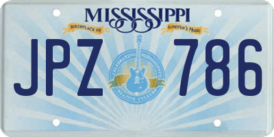MS license plate JPZ786