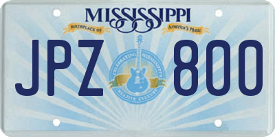 MS license plate JPZ800